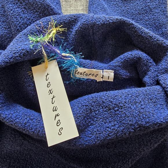 Textures Sweater Women Extra Large Blue Boucle Knit Pullover Lagenlook Oversizes - Picture 3 of 8
